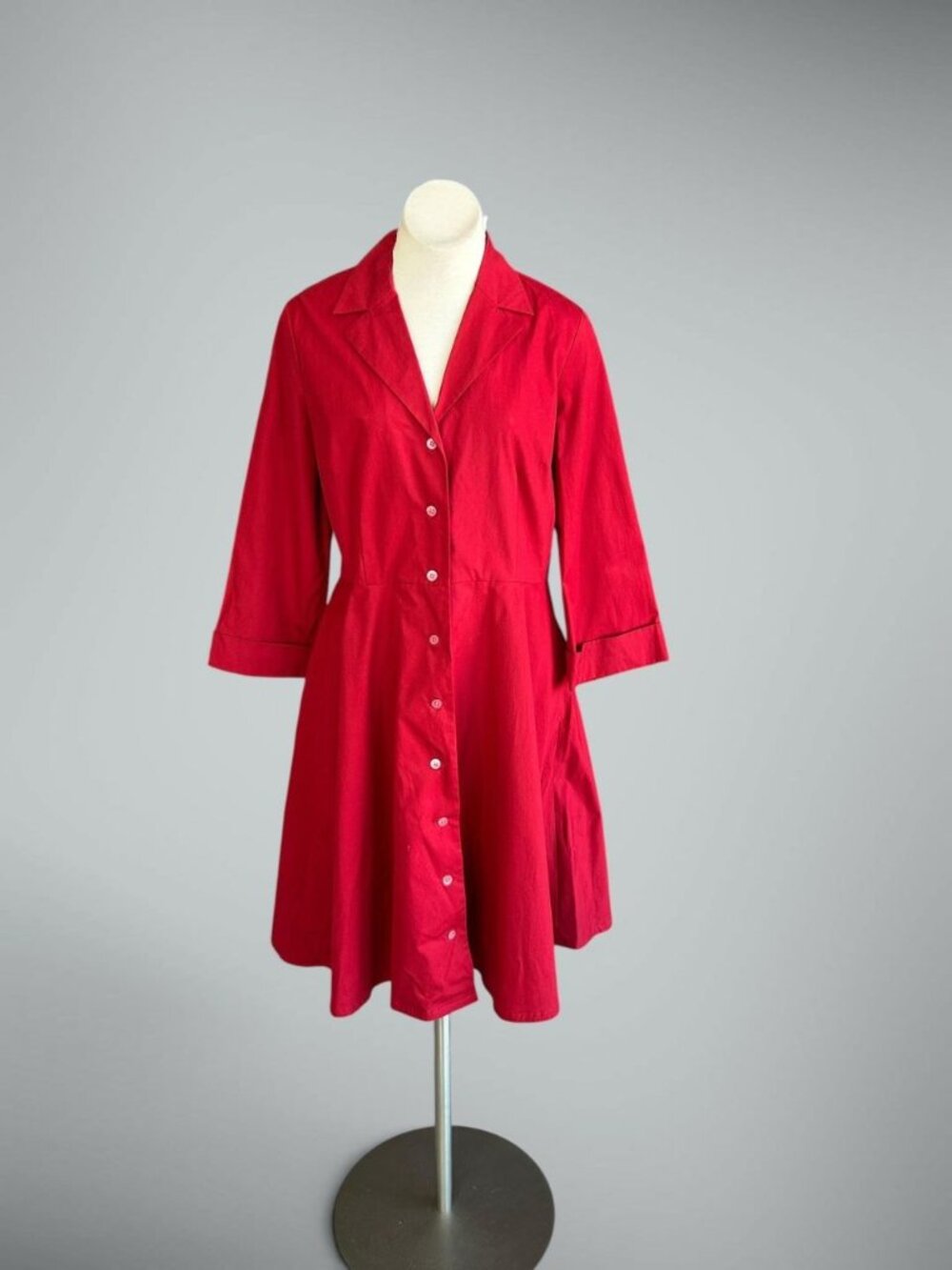 J. Peterman Company 1947 Red Collared Shirtdress Size 16 NWOT